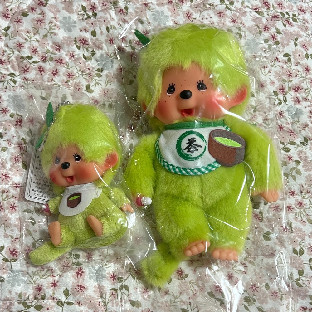 Matcha Monchhichi Plush Stuffed Animal & key Chain Set Japan Exclusive